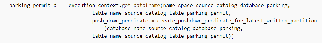 Write a pushdown predicate based on the latest written partition from the Glue catalogue