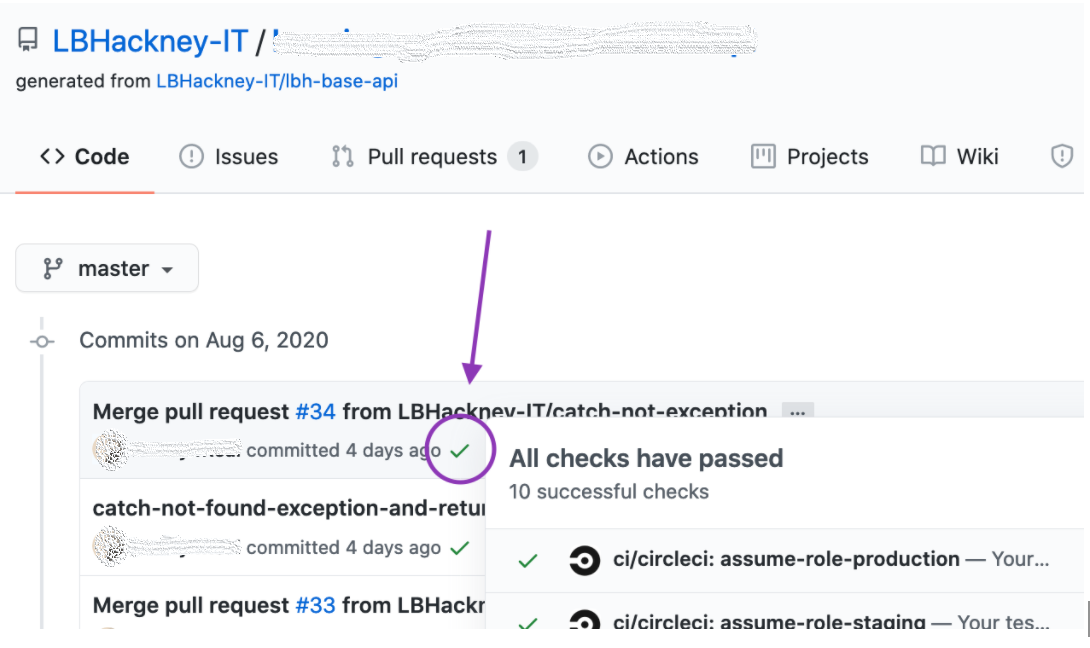 GitHub CircleCI view